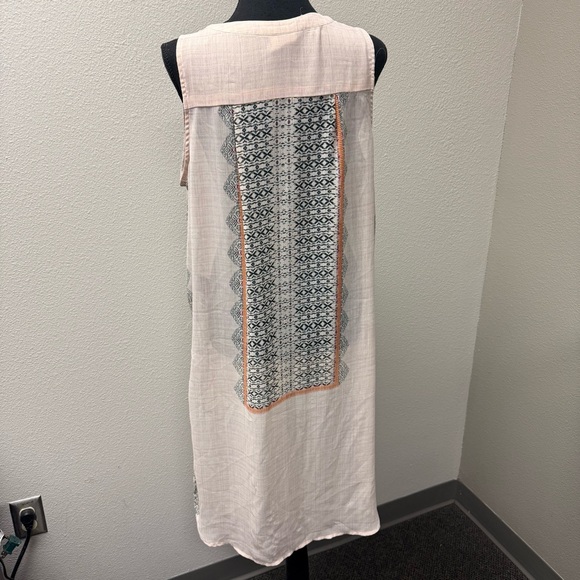 Knox Rose Boho Tunic Dress Size 1 Tan Black High Low Sleeveless - Picture 4 of 9